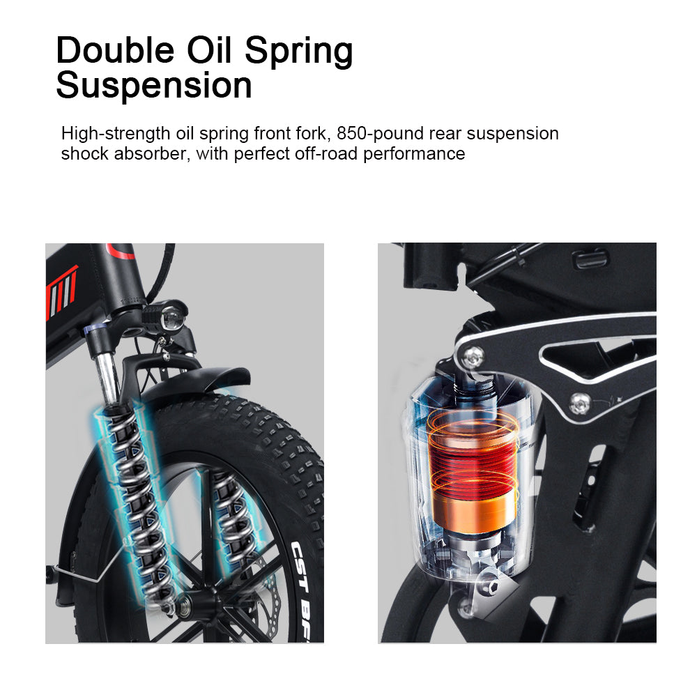 RANDRIDE YX20M Fatbike 48V 17Ah 1000W 45km/h Full Suspension 20*4.0"Tires