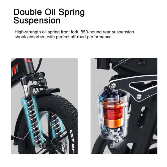 RANDRIDE YX20M Fatbike 48V 17Ah 1000W 45km/h Full Suspension 20*4.0"Tires