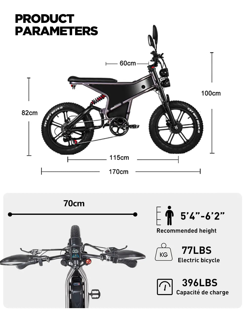 [EU] RANDRIDE DM711 E-motorcycle 1000W*2 Dual Motor 45km/h Speed 48V 20Ah 20*4.0" tires