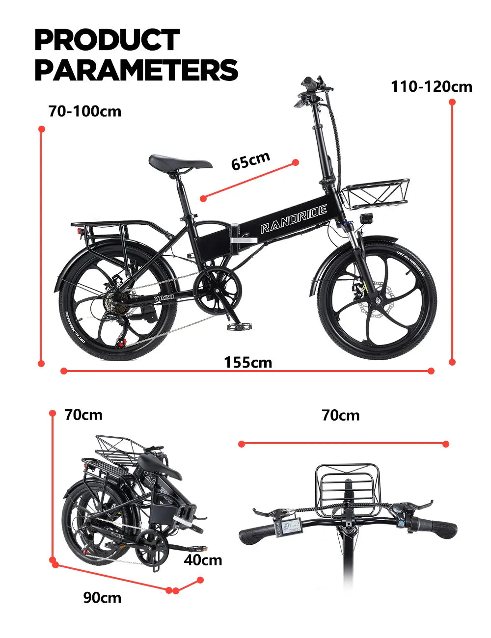 [EU] RANDRIDE YA20 City E-bike 48V 12.8Ah 40-50km Range 20" Tires Foldable