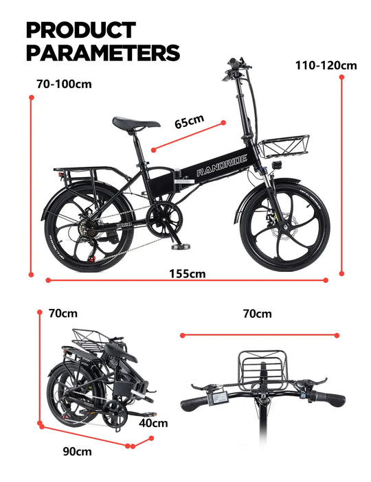 [EU] RANDRIDE YA20 City E-bike 48V 12.8Ah 40-50km Range 20" Tires Foldable