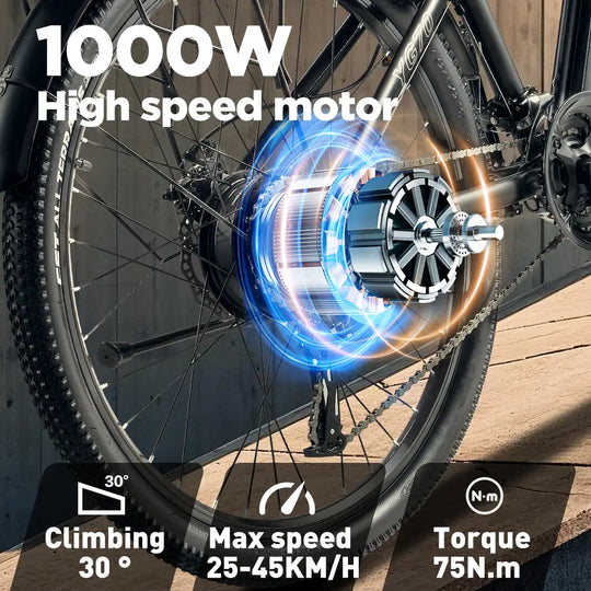 RANDRIDE YG70 City E-bike 48V 14Ah Battery 1000W Motor 45km/h Speed 27.5" tires