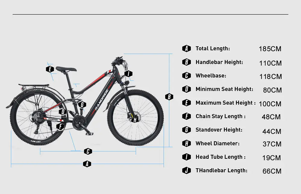 RANDRIDE YS90B E-Mountainbike 48V 13.6Ah 1000W hydraulic brakes 27.5"Aldult E-Bike