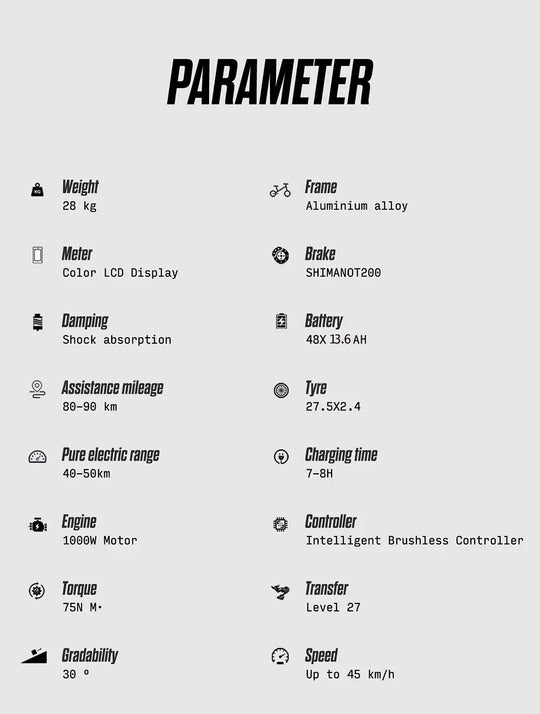 RANDRIDE YS90B E-Mountainbike 48V 13.6Ah 1000W hydraulic brakes 27.5"Aldult E-Bike