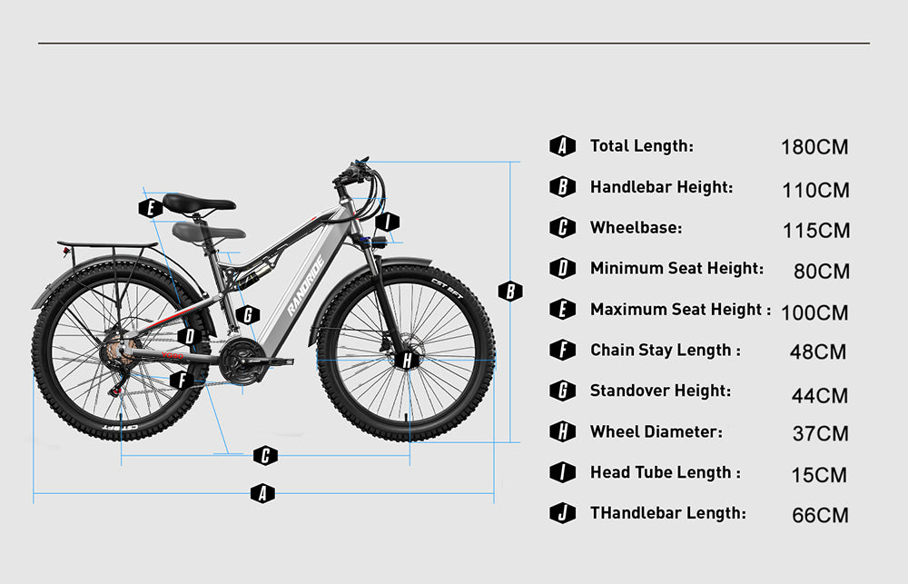 RANDRIDE YG90A E-Mountainbike 48V 17Ah 40-90KM Range Hydraulic brakes 27.5" Tires